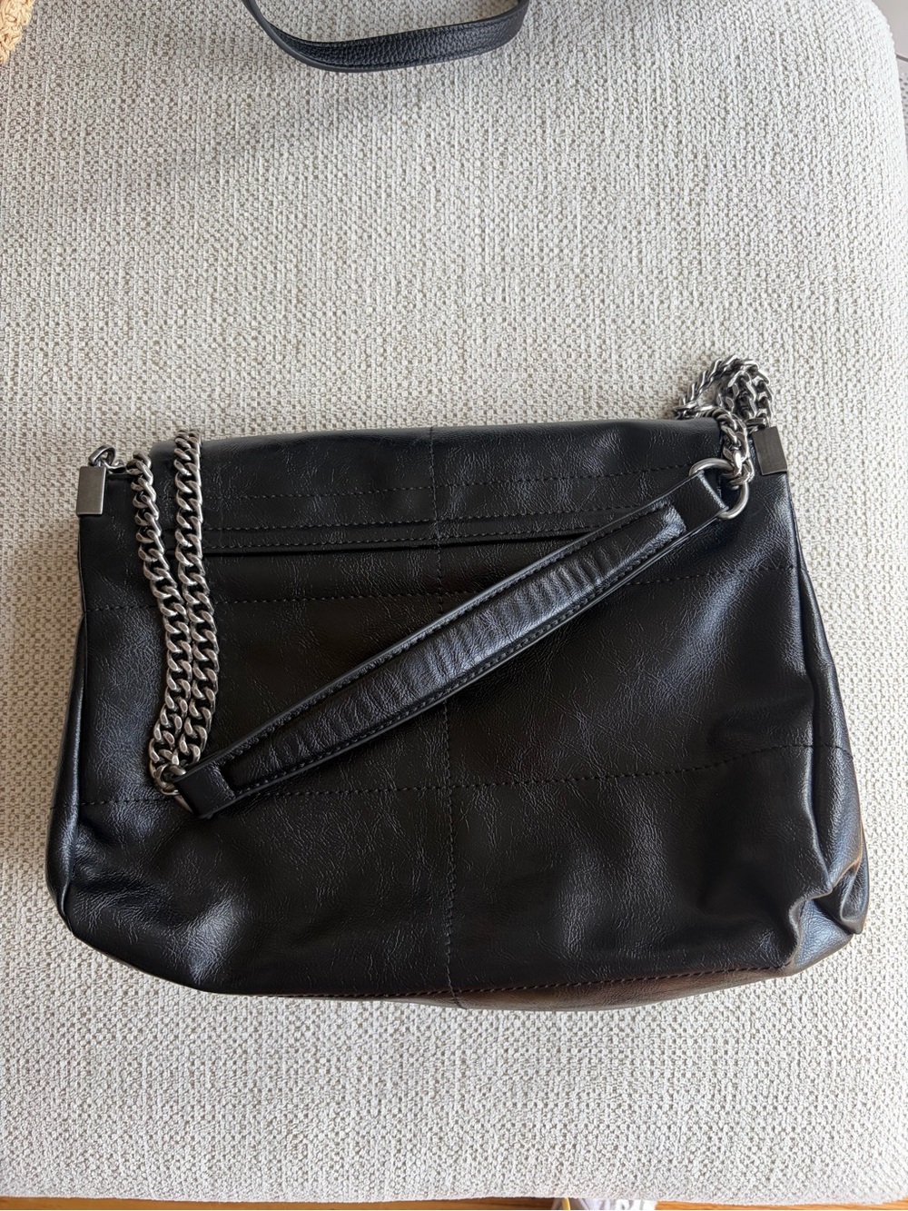 Zara Black Quilted-Look Shoulder Bag with Chain Strap - Picture 3 of 4